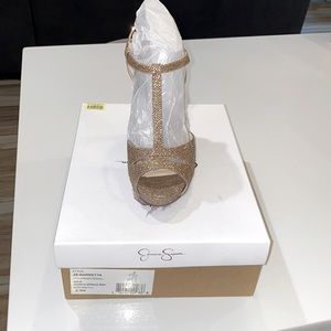 Jessica Simpson Gold Sparkle Mesh Heels